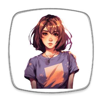 Anime Girl - Square fridge magnet - white - Front
