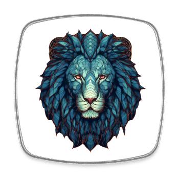 Lion - Magnet carré - blanc - Devant