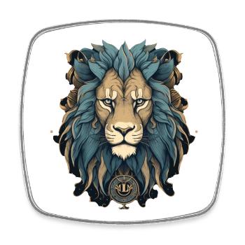 Lion - Magnet carré - blanc - Devant