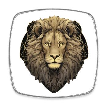 Lion - Magnet carré - blanc - Devant