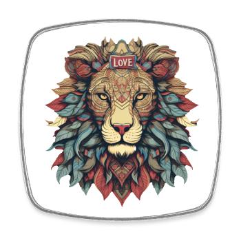Lion - Magnet carré - blanc - Devant