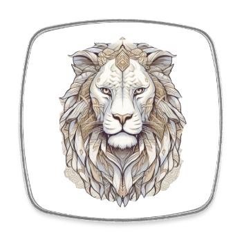 Lion - Magnet carré - blanc - Devant