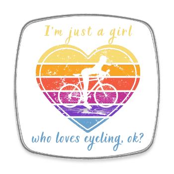 Ich bin nur ein Mädchen, das das Radfahren liebt - Viereckiger Kühlschrankmagnet - Weiß - Vorne