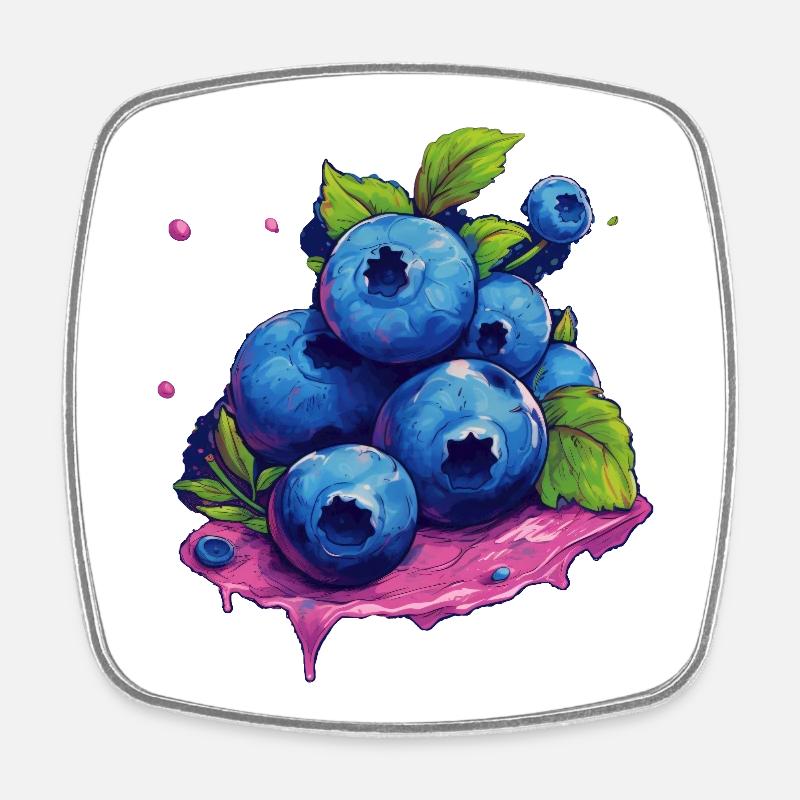 Blaubeere - Viereckiger Kühlschrankmagnet - Weiß