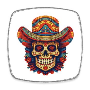 Cinco de Mayo Skull - Viereckiger Kühlschrankmagnet - Weiß - Vorne