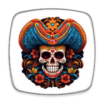 Cinco de Mayo Skull - Viereckiger Kühlschrankmagnet - Weiß - Vorne