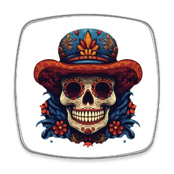 Cinco de Mayo Skull - Viereckiger Kühlschrankmagnet - Weiß - Vorne