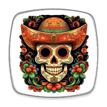 Cinco de Mayo Skull - Viereckiger Kühlschrankmagnet - Weiß - Vorne
