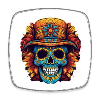 Cinco de Mayo Skull - Viereckiger Kühlschrankmagnet - Weiß - Vorne