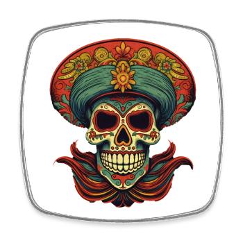Cinco de Mayo Skull - Viereckiger Kühlschrankmagnet - Weiß - Vorne