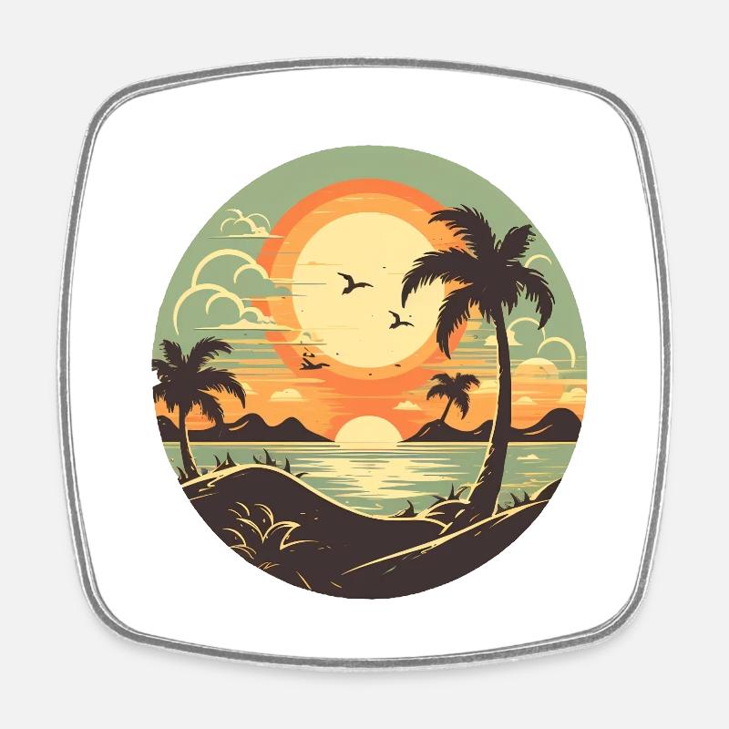 Plage - Magnet carré - blanc
