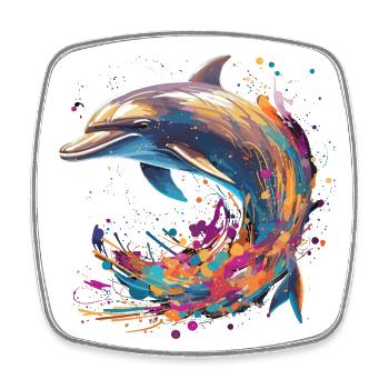 Dolphin Power Animal - Magnet carré - blanc - Devant