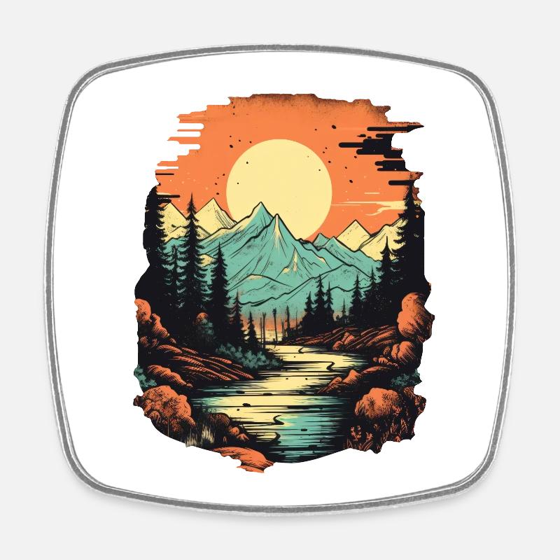 Landschaft - Viereckiger Kühlschrankmagnet - Weiß