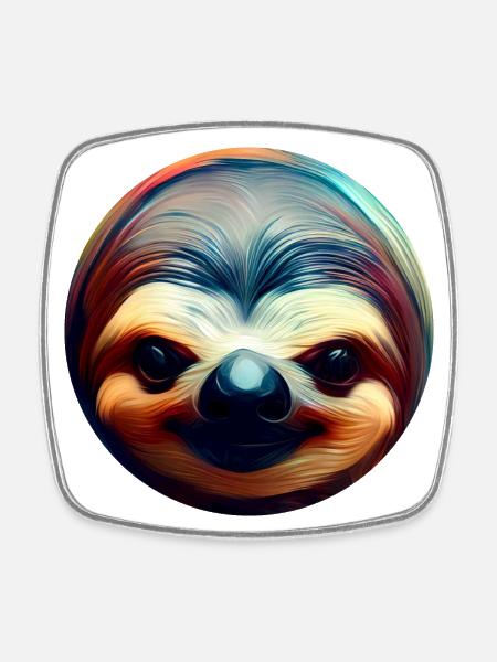 Paresseux abstrait coloré, design animal créatif - Magnet carré - blanc