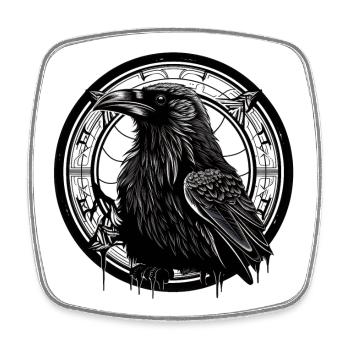 Raven - Square fridge magnet - white - Front