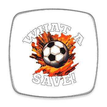 Balle de football - Quelle sauvegarde! - Magnet carré - blanc - Devant