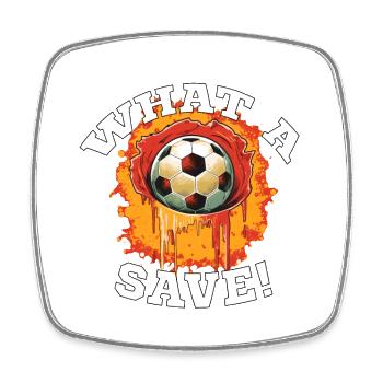 Balle de football - Quelle sauvegarde! - Magnet carré - blanc - Devant