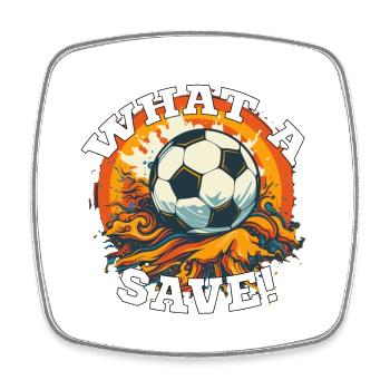 Balle de football - Quelle sauvegarde! - Magnet carré - blanc - Devant