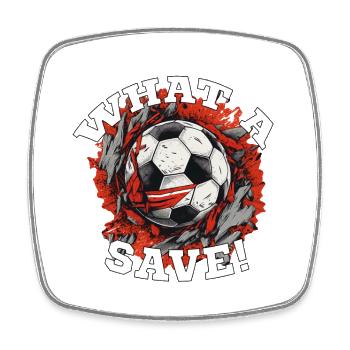 Balle de football - Quelle sauvegarde! - Magnet carré - blanc - Devant