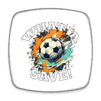 Fußball ball - What a Save! - Viereckiger Kühlschrankmagnet - Weiß - Vorne