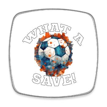 Balle de football - Quelle sauvegarde! - Magnet carré - blanc - Devant