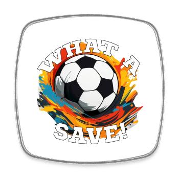 Balle de football - Quelle sauvegarde! - Magnet carré - blanc - Devant