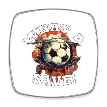 Balle de football - Quelle sauvegarde! - Magnet carré - blanc - Devant