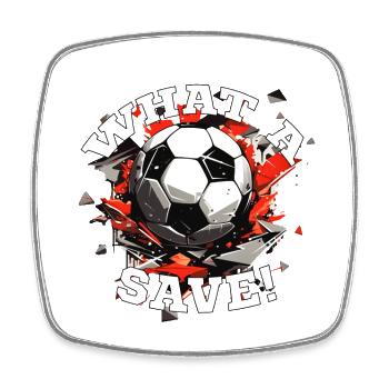 Balle de football - Quelle sauvegarde! - Magnet carré - blanc - Devant
