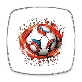 Balle de football - Quelle sauvegarde! - Magnet carré - blanc - Devant