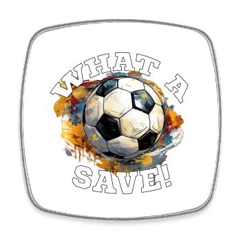 Balle de football - Quelle sauvegarde! - Magnet carré - blanc - Devant