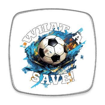Balle de football - Quelle sauvegarde! - Magnet carré - blanc - Devant