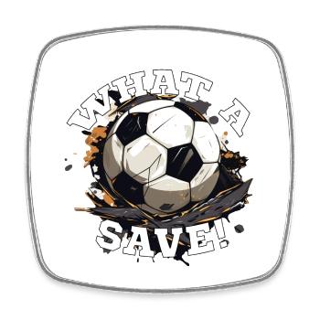 Balle de football - Quelle sauvegarde! - Magnet carré - blanc - Devant