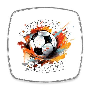 Balle de football - Quelle sauvegarde! - Magnet carré - blanc - Devant