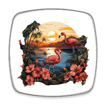 Tropisch - Flamingo - Viereckiger Kühlschrankmagnet - Weiß - Vorne