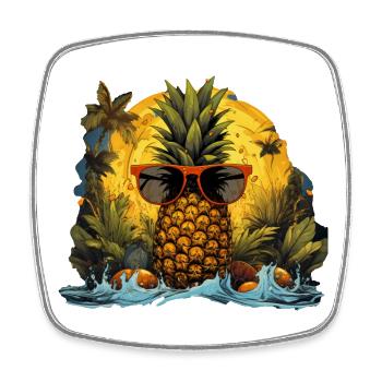 Pineapple - Square fridge magnet - white - Front