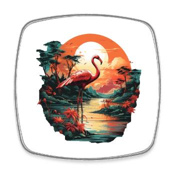Flamingo - Square fridge magnet - white - Front