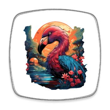 Flamant - Magnet carré - blanc - Devant
