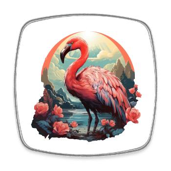 Flamingo - Square fridge magnet - white - Front