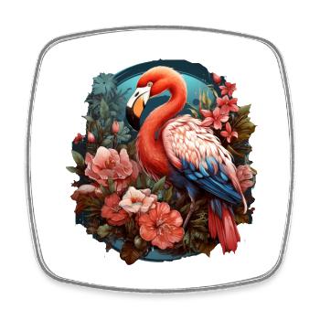 Flamant - Magnet carré - blanc - Devant