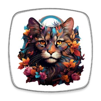 Katze - Viereckiger Kühlschrankmagnet - Weiß - Vorne