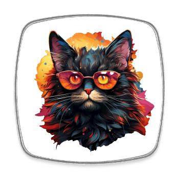 Chat - Magnet carré - blanc - Devant