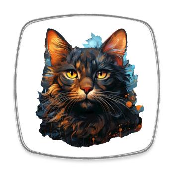 Chat - Magnet carré - blanc - Devant