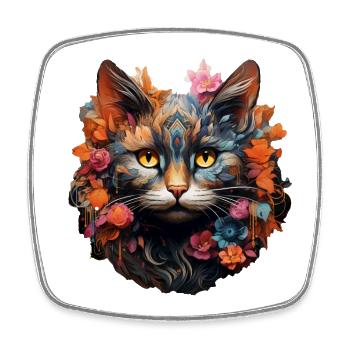 Katze - Viereckiger Kühlschrankmagnet - Weiß - Vorne