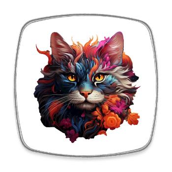 Katze - Viereckiger Kühlschrankmagnet - Weiß - Vorne