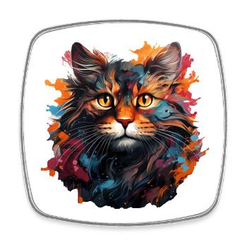 Katze - Viereckiger Kühlschrankmagnet - Weiß - Vorne