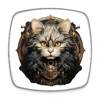 Katze - Viereckiger Kühlschrankmagnet - Weiß - Vorne