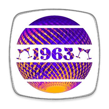 Born 1963 - Square fridge magnet - white - Front