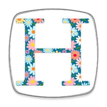 Customizable Monogram H Floral Pattern - Square fridge magnet - white - Front