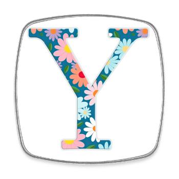 Customizable Monogram Y Floral Pattern - Square fridge magnet - white - Front