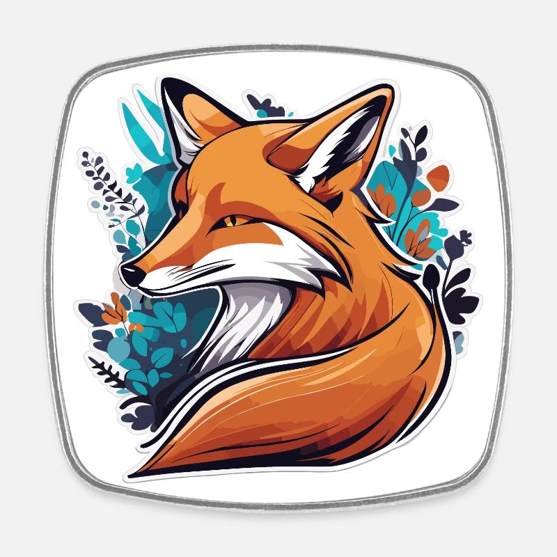 Fox Sticker Design - Square fridge magnet - white